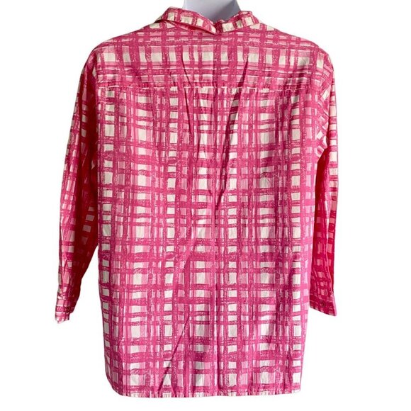 August Max Woman Long Sleeve Button Up Top Pink White Size 16W NEW NWT - Picture 7 of 9